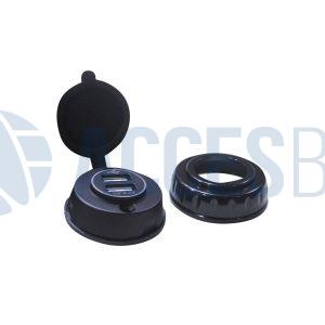 Cargador USB Redondo D/ Entrada B/Plana 12/24V-5V 4 2A imp.